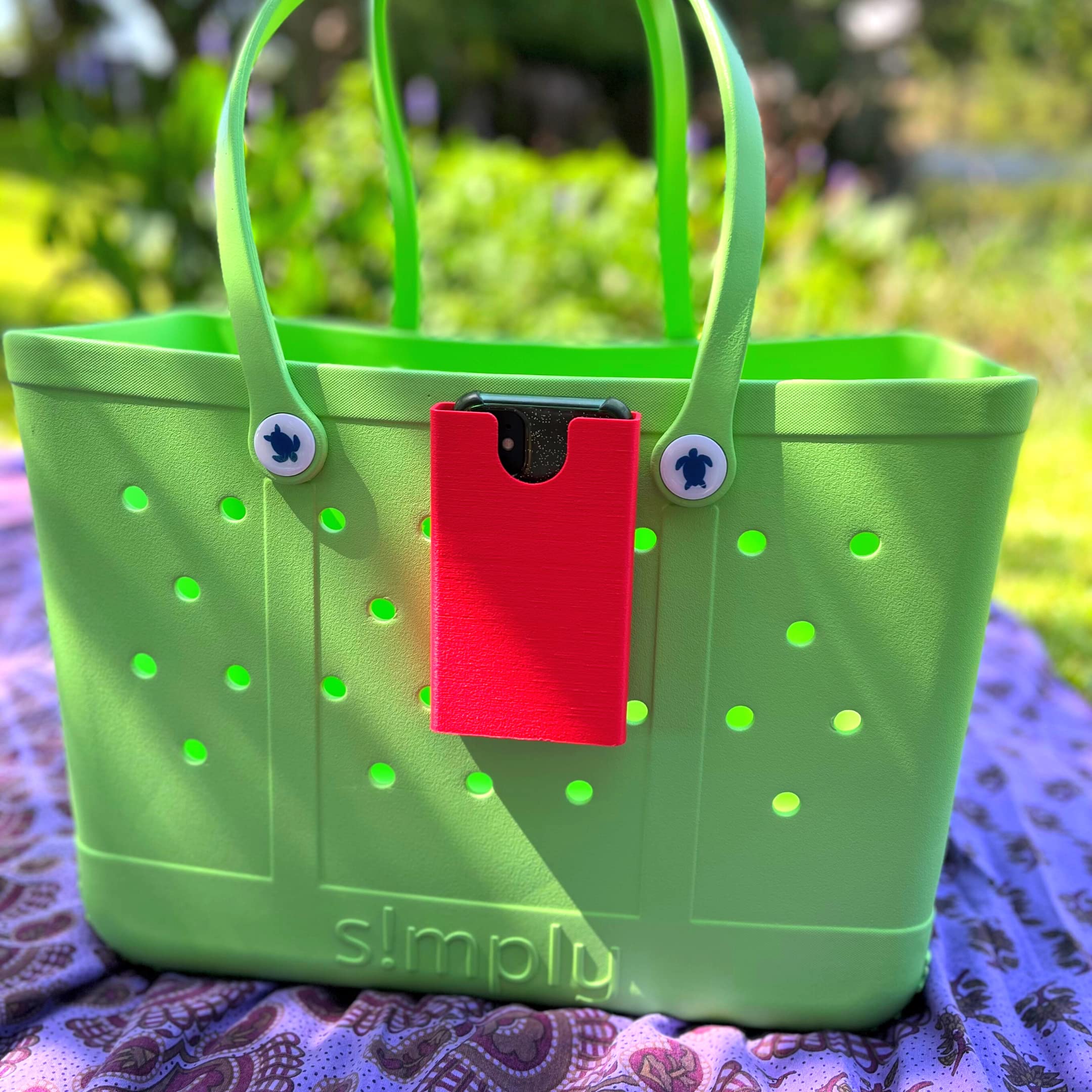 BAGLETS Phone Holder Charm for Bogg Bags - Secure Phone Accessory for Totes - Made in USA (Red) | Perfect for Beach, Pool & Shopping Trips