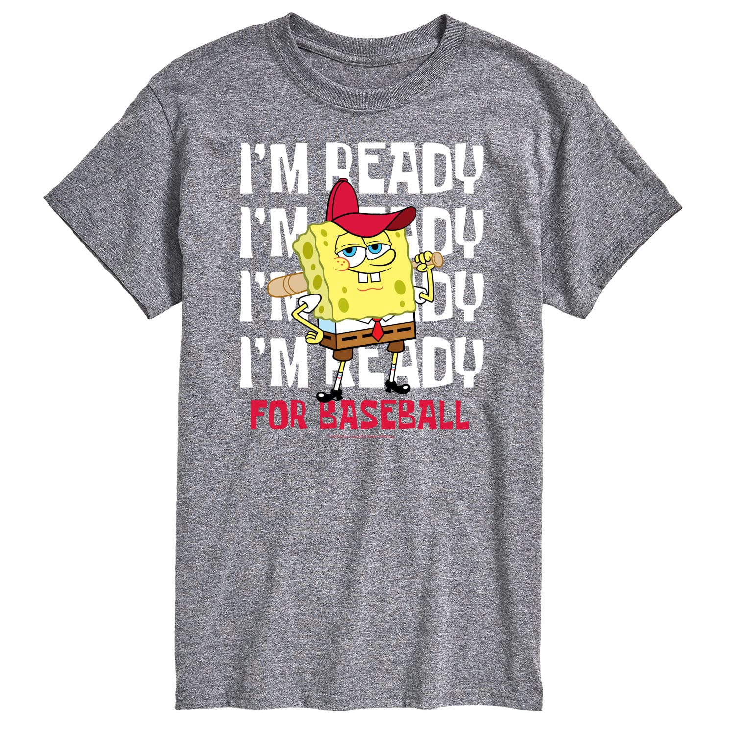 HYBRID APPAREL Spongebob Squarepants Baseball Graphic T-Shirt for Men - Soft Cotton Short Sleeve Tee - Casual Wear, Fan Gift & Game Day Outfit