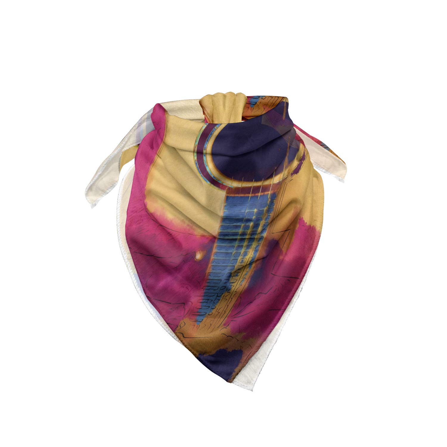 Ambesonne Guitar Bandana - Abstract Strings Retro Design Unisex Head & Neck Scarf for Music Lovers, Outdoor Concerts & Festival Fashion Accessory