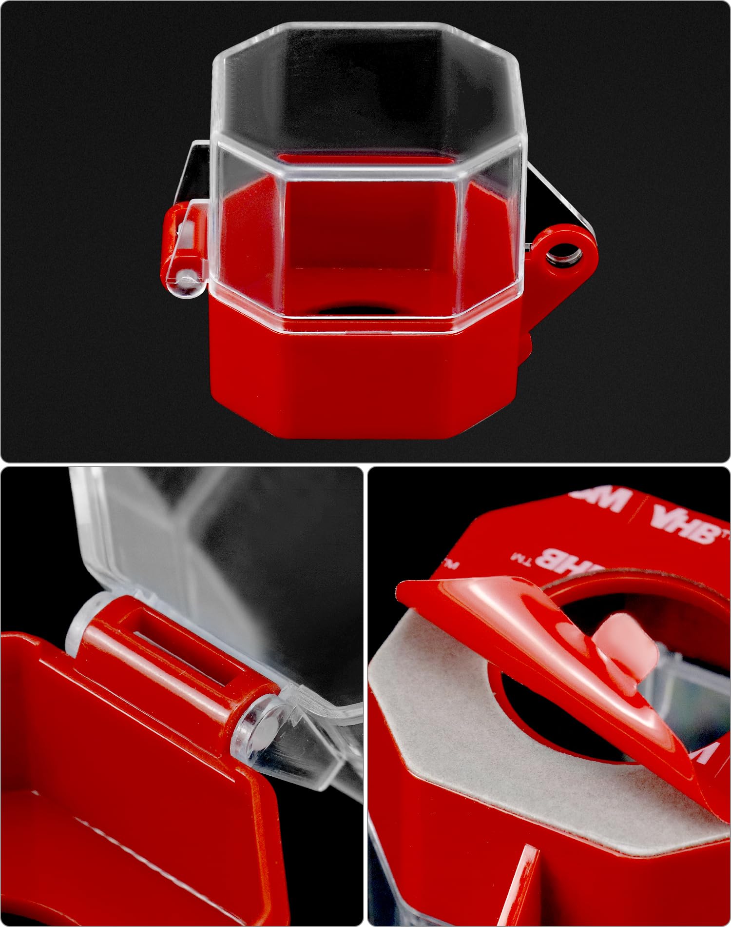 QWORK 4-Pack Emergency Stop Button Covers - Durable Plastic Switch Protectors for Toggle & Push Button Switches - Safety Lockout Covers for Industrial Equipment & Machinery - Perfect for Factories, Workshops, and Electrical Panels