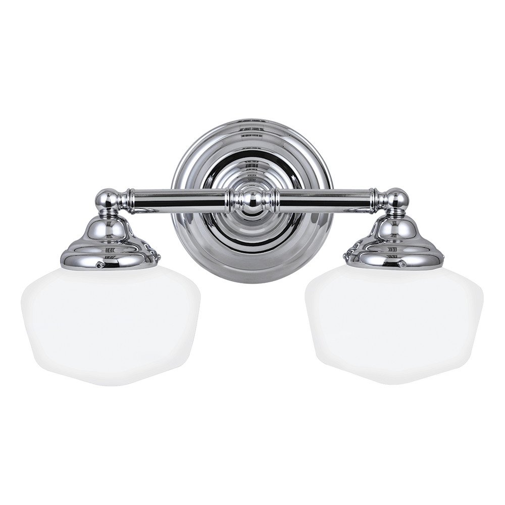 Sea Gull Lighting 44437-05 Academy 2-Light Wall Mount Bathroom Vanity Fixture in Chrome - Perfect for Bathroom, Powder Room, and Dressing Area Lighting