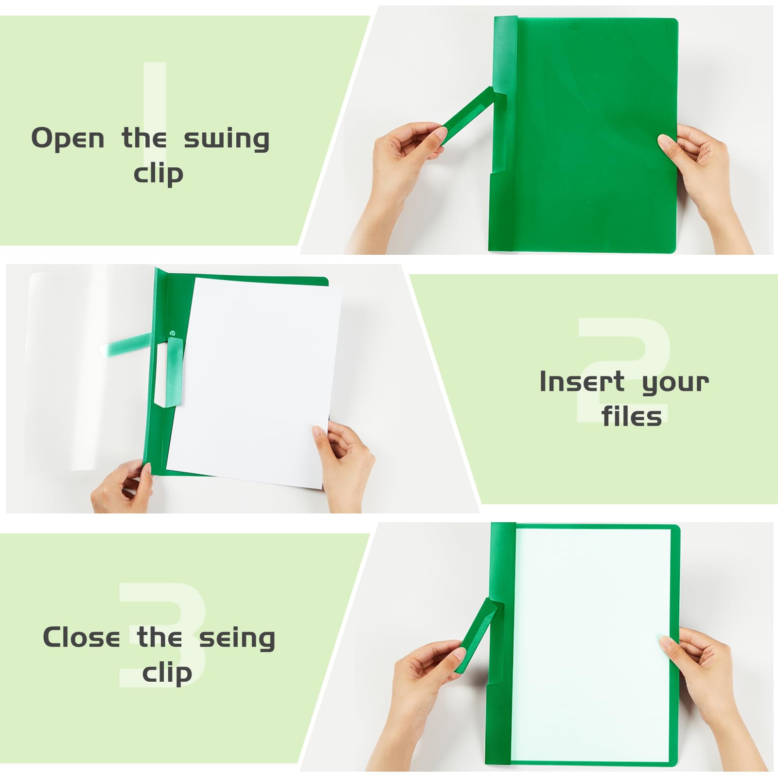 Maitys 25 Pack Clear Report Covers with Clip - 11.4 x 9 Inch Transparent Presentation Folders, Portfolio & Resume Folders for Letter Size Documents (Green) - Perfect for Job Interviews, School Projects & Office Organization