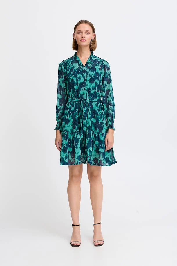 Florro Mini Smock Dress for Women - Green & Blue Slate Casual Summer Dress | Perfect for Beach, Vacation & Everyday Wear