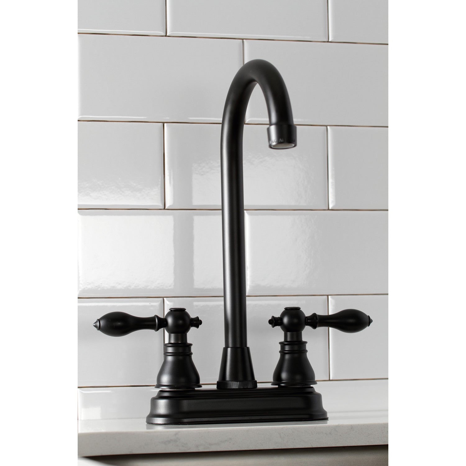 American Classic KB490ACL Two Handle 2 Hole Deck Mount Bar Faucet in Matte Black - Perfect for Kitchen Sinks, Wet Bars, and Outdoor Entertaining Areas