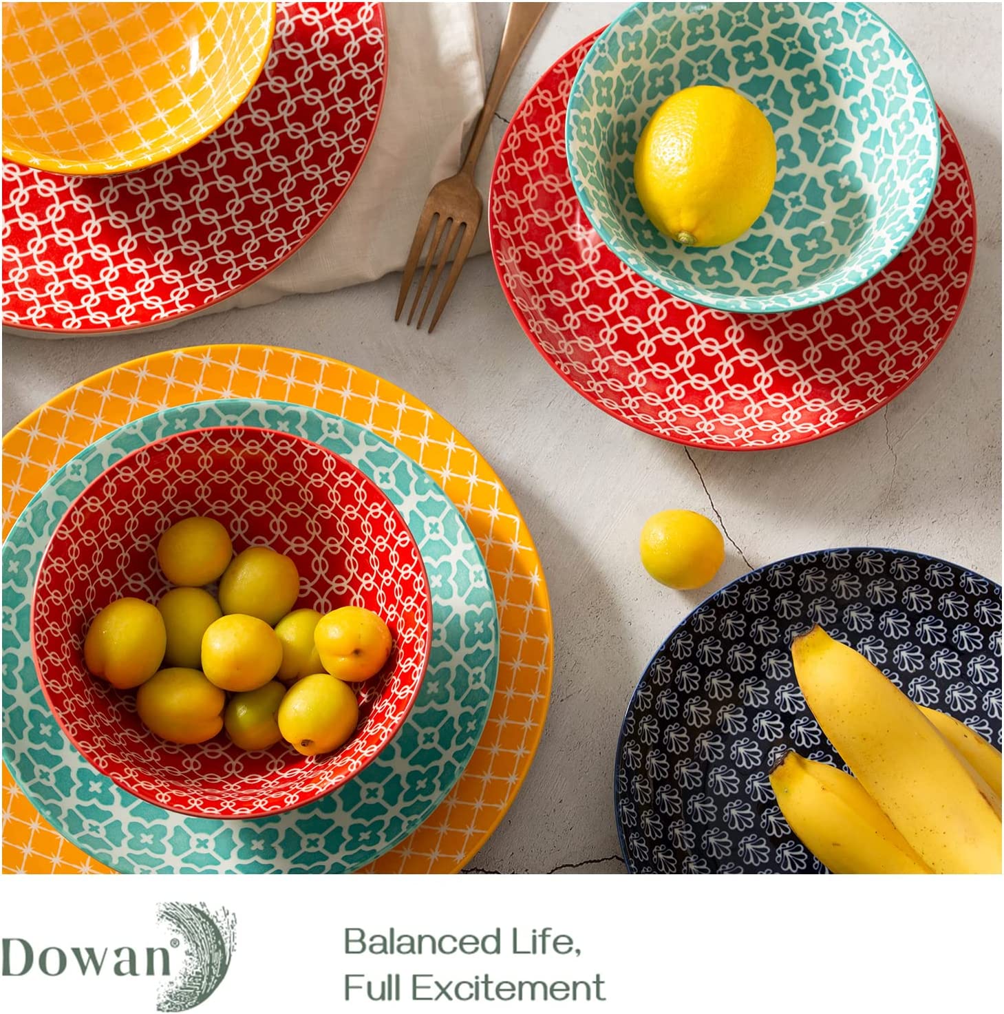 Premium 12-Piece Ceramic Dinnerware Set for 4 - Elegant Stoneware Plates, Bowls & Mugs - Perfect for Family Dinners, Entertaining Guests & Everyday Use