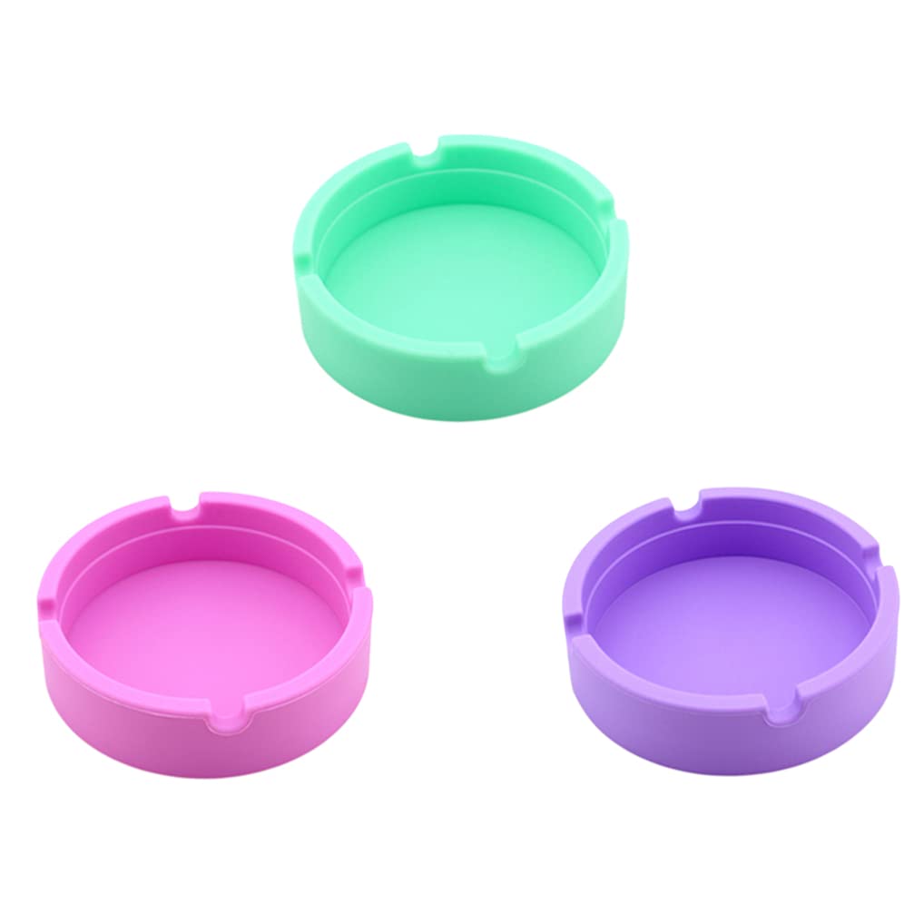 ULTNICE 3-Piece Soft Rubber Heat-Resistant & Shatterproof Ashtray Set - Home, Office, Patio Smoking Accessories for Cigarettes & Cigars (Indoor/Outdoor Use)