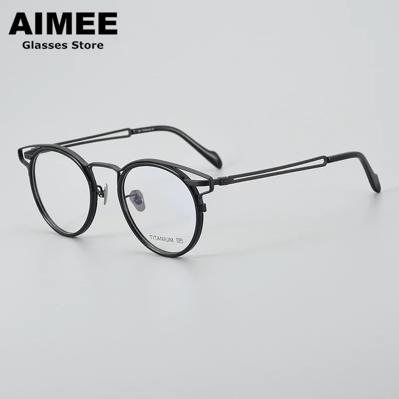 Stylish Aimee Unisex Full Rim Oval Titanium Acetate Eyeglasses Frame 19061 - Lightweight & Durable for Work, Reading & Everyday Wear