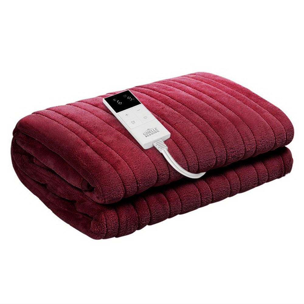 Cozy Electric Heated Throw Blanket - Soft & Warm Burgundy Fleece for Winter - Perfect for Couches, Beds & Home Relaxation