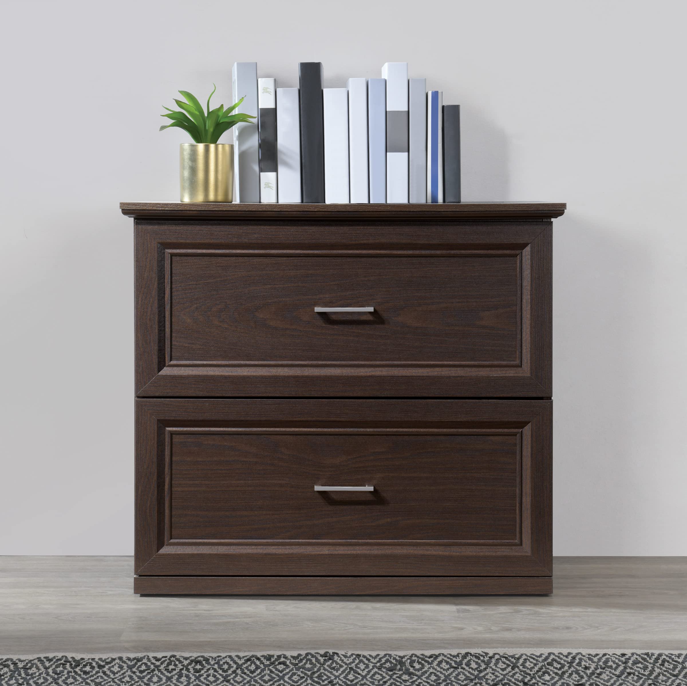 OSP Jefferson 2-Drawer Lateral File Cabinet - Euro-Style Drawer Glides & Lockdowel Fastening System - Espresso Finish - Office Storage & Organization Solution for Home & Business Use