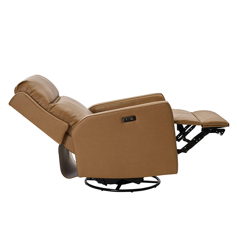 Paula Transitional Power Recliner with USB Charging Ports - Modern Electric Reclining Chair with Lumbar Support for Living Room, Home Theater & Office - Comfortable Leather Lounge Chair with Power Headrest & Cup Holder