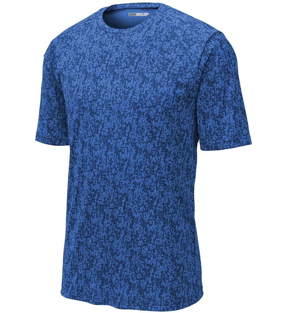 DRIEQUIP Men's Moisture Wicking Digital Camo T-Shirt - Quick Dry Performance Tee for Outdoor, Hiking & Workout (Sizes XS-4XL)