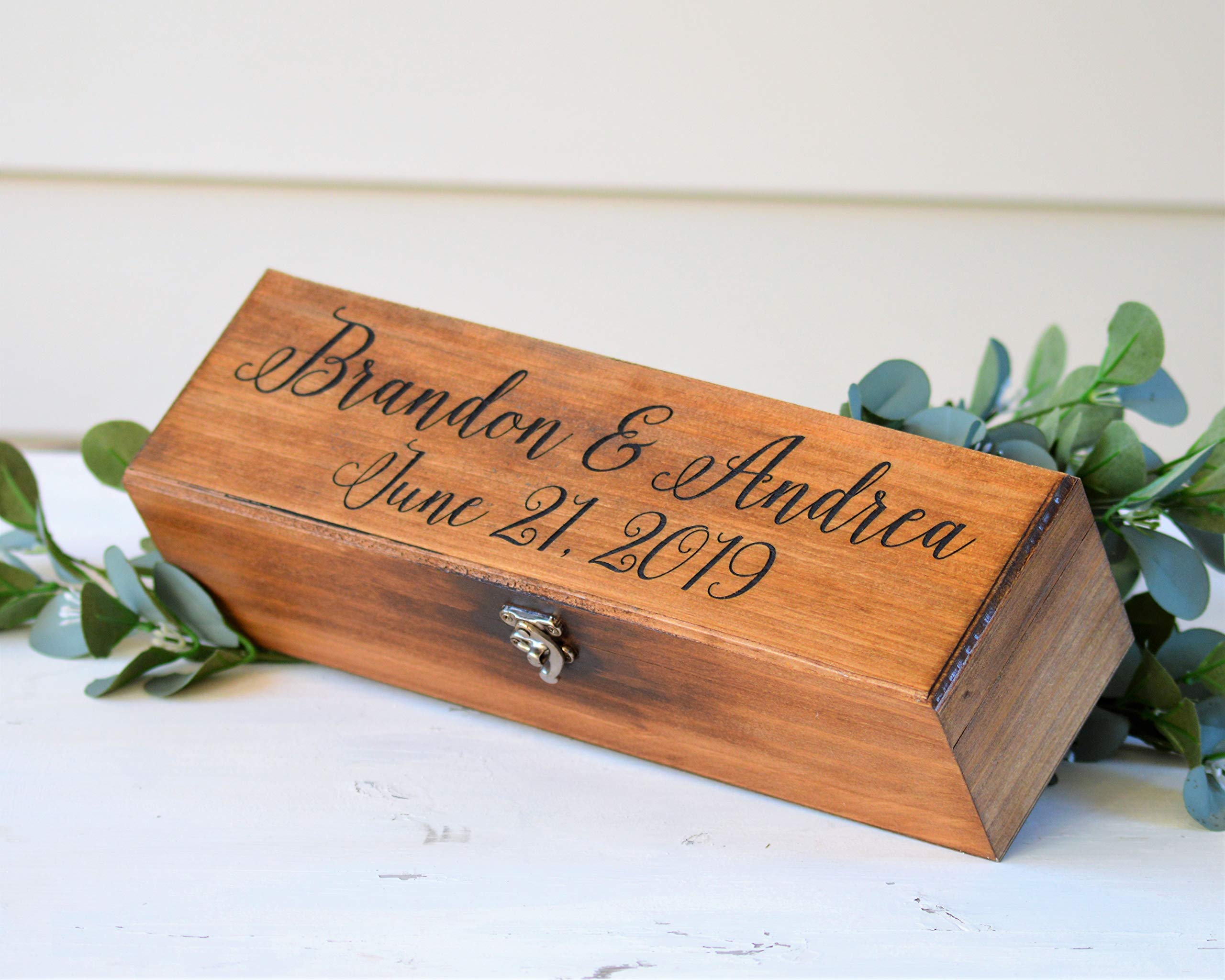 Personalized Engraved Wooden Wine Box - Wedding Ceremony Keepsake, Laser Cut Wine Bottle Holder - Unique Gift for Wine Lovers (Perfect for Anniversaries, Bridal Showers & Romantic Celebrations)
