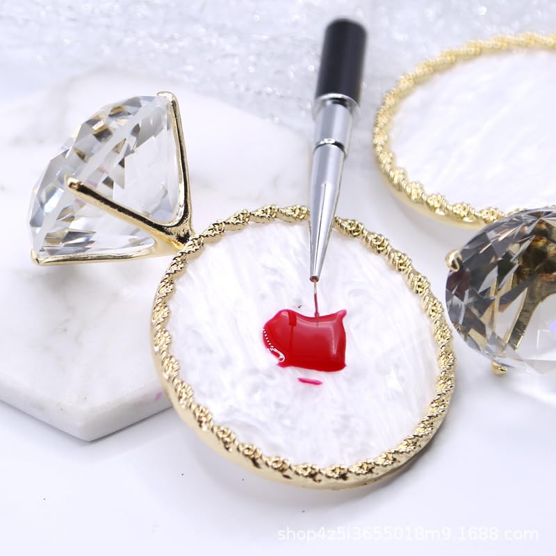 Double-Sided Resin Nail Art Palette for Color Mixing & Nail Polish - Gold Nail Photography Prop for Salon, DIY Manicure & Professional Nail Shows