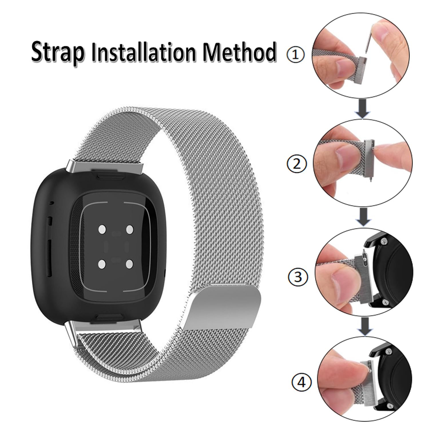 20mm 22mm Quick Release Magnetic Watch Band - Adjustable Stainless Steel Milanese Mesh Loop Strap with Magnetic Clasp for Apple Watch, Samsung, Fitbit - Perfect for Workout, Office & Daily Wear