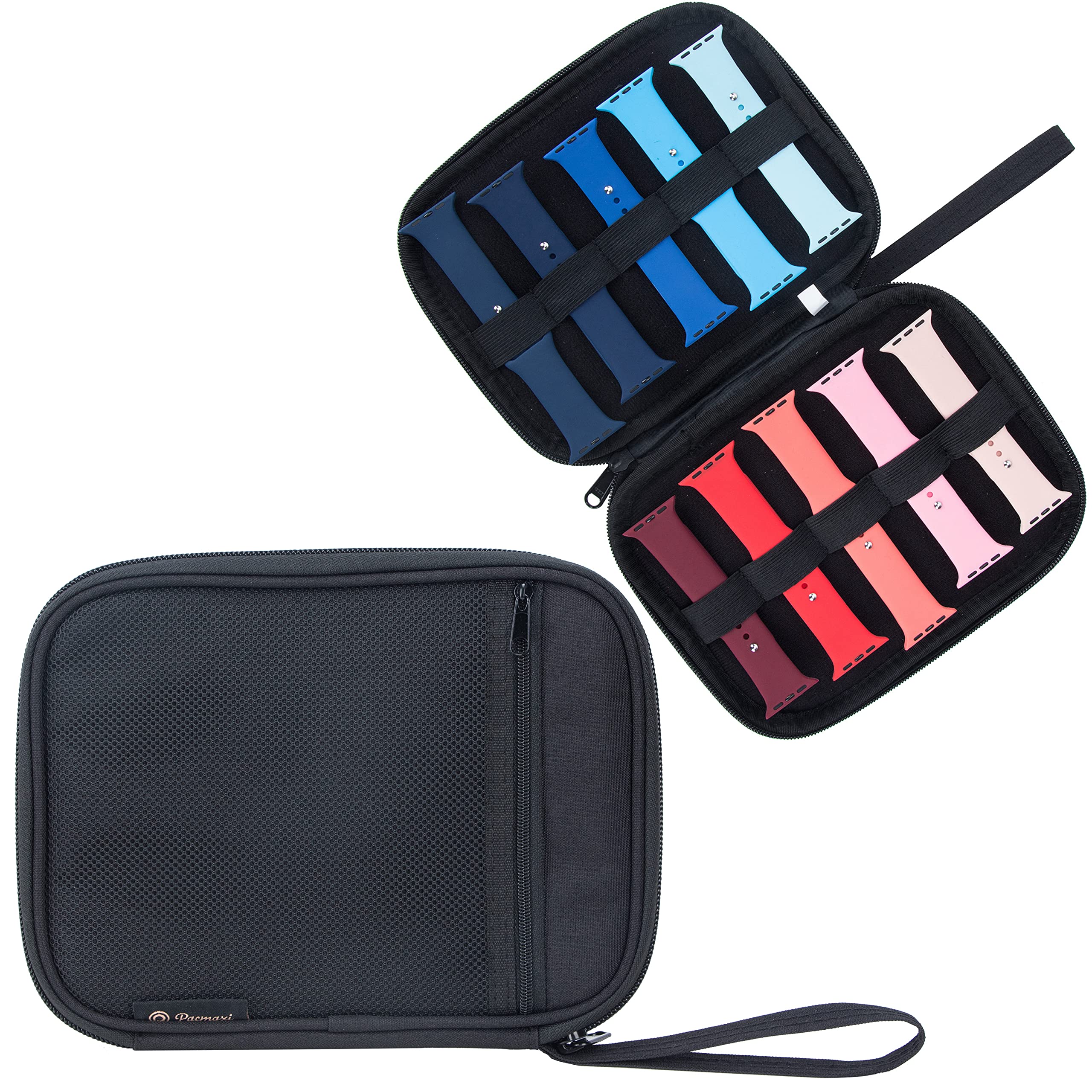 Premium Watch Band Storage Organizer - Holds 10 Watch Straps, Travel-Friendly Watch Band Carrying Case with Zipper Closure, Durable Watch Accessory Organizer (Dark Black) - Perfect for Travel, Gym & Watch Collection Organization