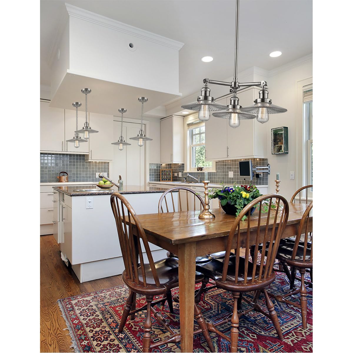 Vintage Dimmable LED Mini Pendant Light - Brushed Satin Nickel Finish, Energy Efficient Hanging Fixture for Kitchen Island, Dining Room or Bar Counter Lighting