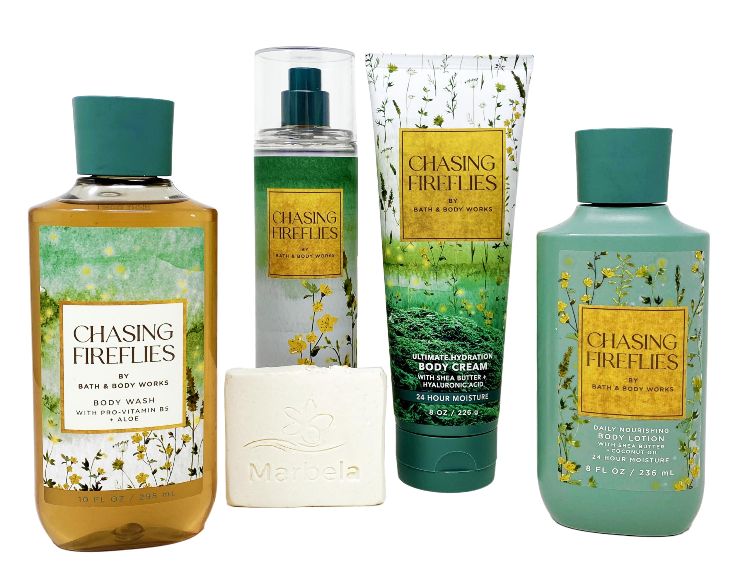 Bath & Body Works Chasing Fireflies Gift Set - Fine Fragrance Mist, Body Cream, Shower Gel & Lotion with Oats Soap Sample | Perfect for Self-Care, Spa Days & Romantic Gifts