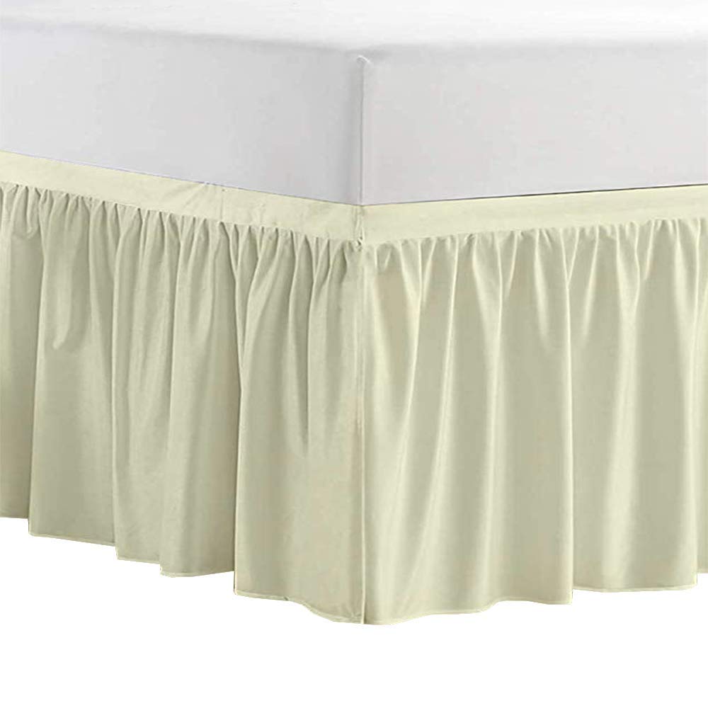 Extra Long Dorm Bed Skirt 100% Microfiber - Ivory Solid - Twin-XL / 60