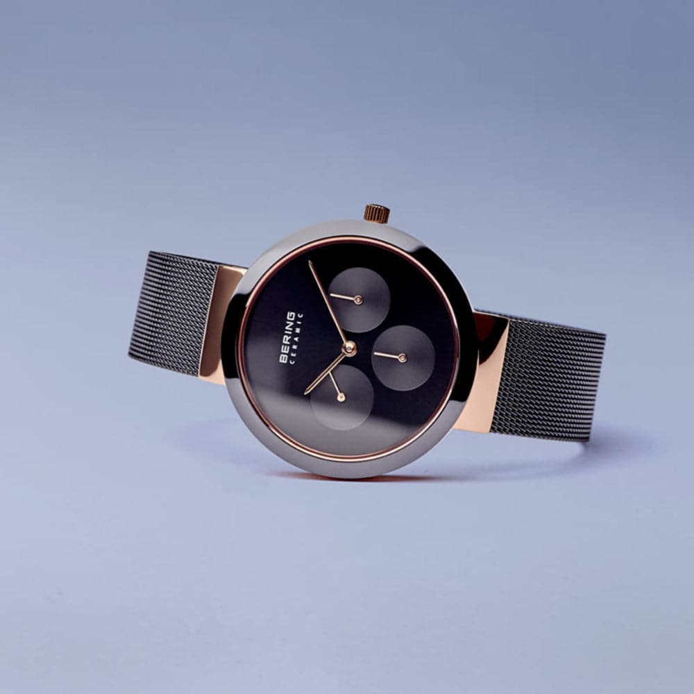 BERING 35036 Unisex Black Stainless Steel Mesh Strap Watch - Stylish & Durable for Everyday Wear, Business & Formal Occasions