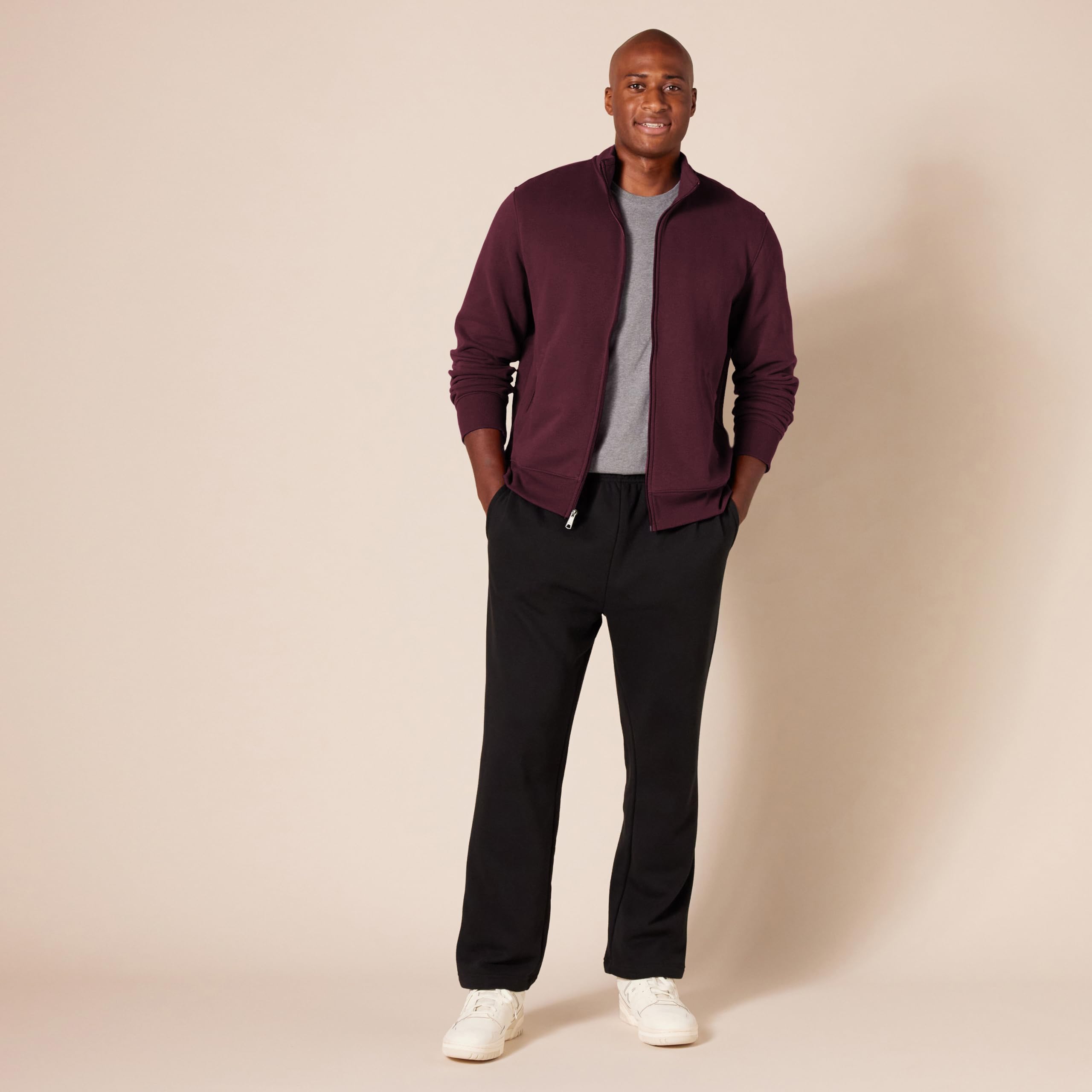 Amazon Essentials Men's Fleece Mock Neck Zip-Up Sweatshirt - Warm Casual Pullover for Winter, Gym & Outdoor Activities
