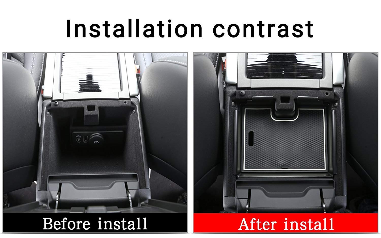 Black Car Armrest Storage Box with Non-Slip Mat - Plastic Phone Organizer Holder Tray Compatible with Land Rover Range Rover Evoque 2012-2018 | Perfect for Storing Phones, Keys & Small Accessories While Driving