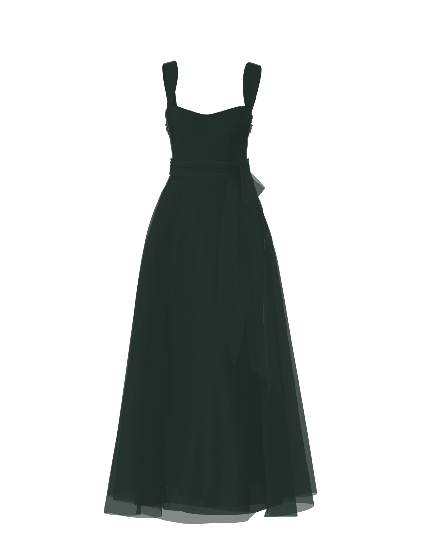 Alexis Bodice with Cerisa Skirt and Sash Belt - Elegant Women's Hunter Green Outfit for Parties, Weddings & Special Occasions