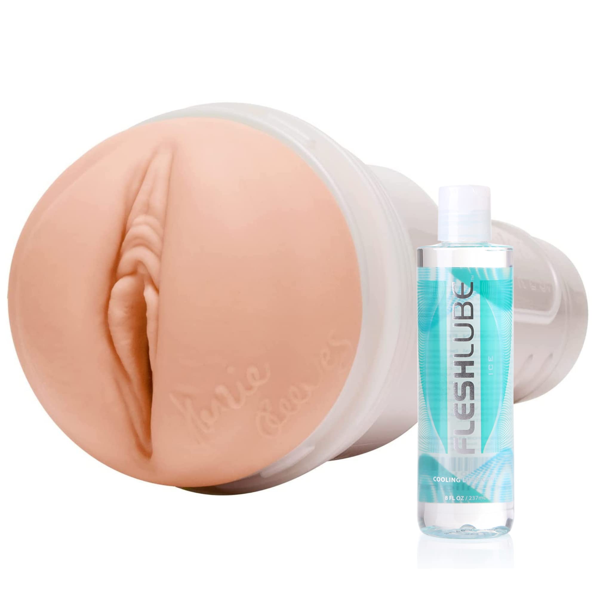 Fleshlight Kenzie Reeves Cream Puff Bundle with 8oz Fleshlube Ice - Realistic Stroker for Intense Solo Play & Discreet Pleasure