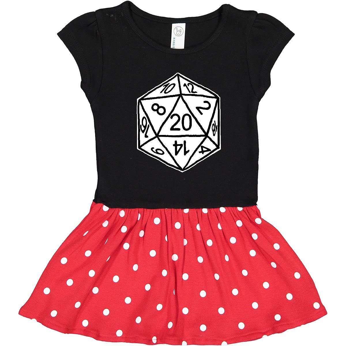 Inktastic 20-Sided White Dice Toddler Dress - Gus Fink Studios | Cute Gaming-Themed Outfit for Kids & Toddlers | Perfect for D&D, Board Games & Cosplay