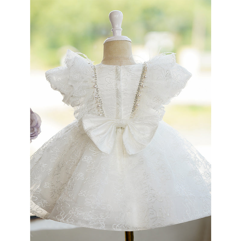 Elegant Flower Girl Dress with Embroidery and Fluffy Skirt - Toddler Princess Birthday Party Gown for Weddings, Pageants & Special Occasions