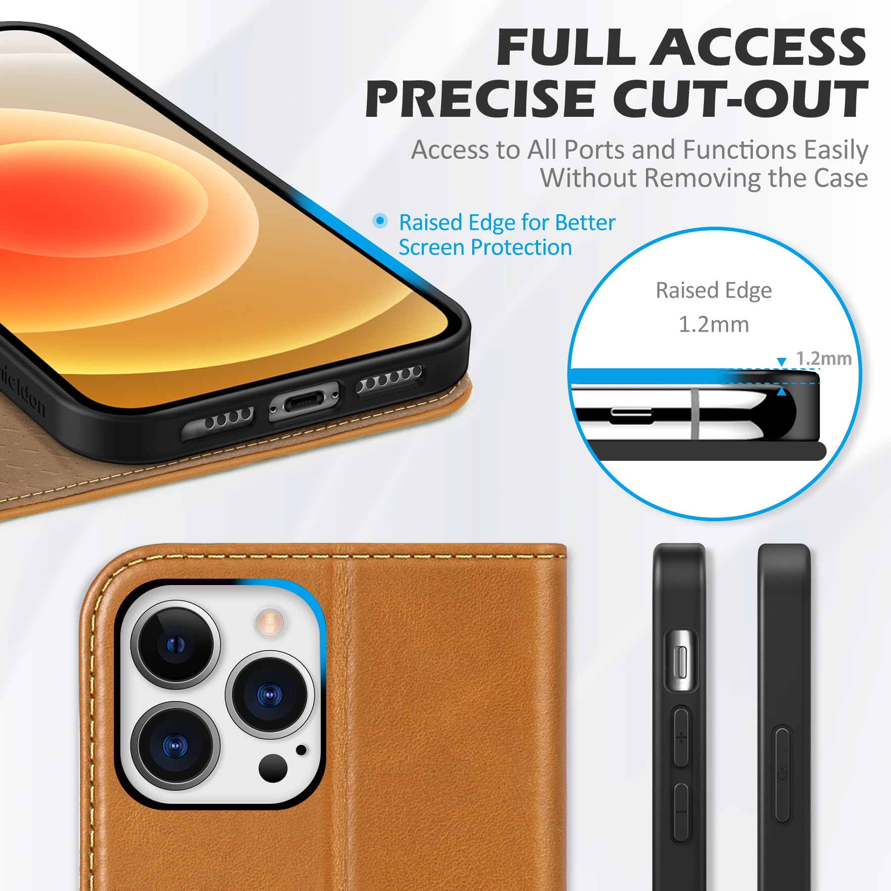 Premium SHIELDON Genuine Leather Wallet Case for iPhone 12 Pro Max (6.7