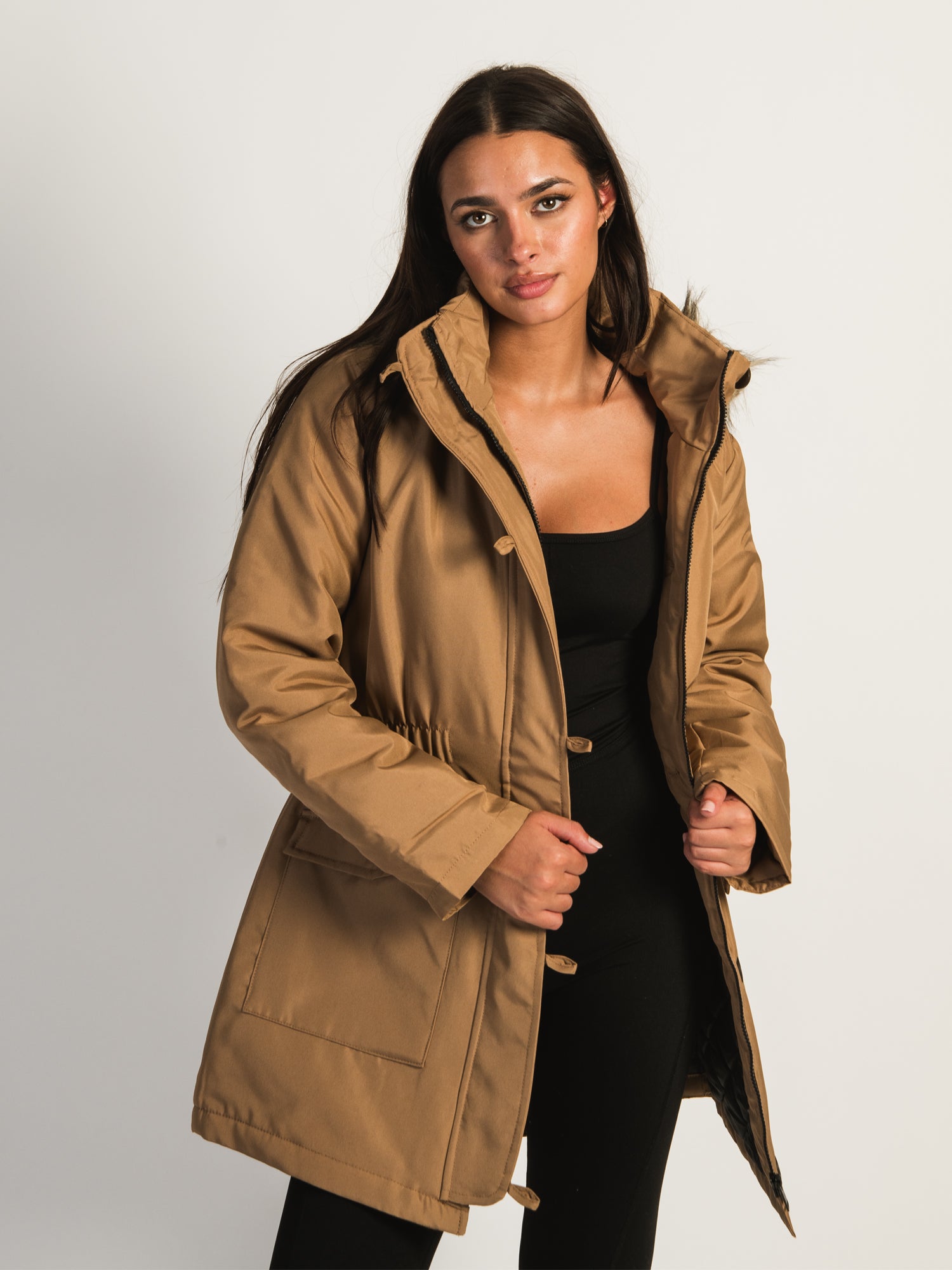 B.YOUNG ALICA Women's Tigers Eye Parka Jacket - Waterproof Winter Coat with Hood for Outdoor Activities, Hiking, and Travel