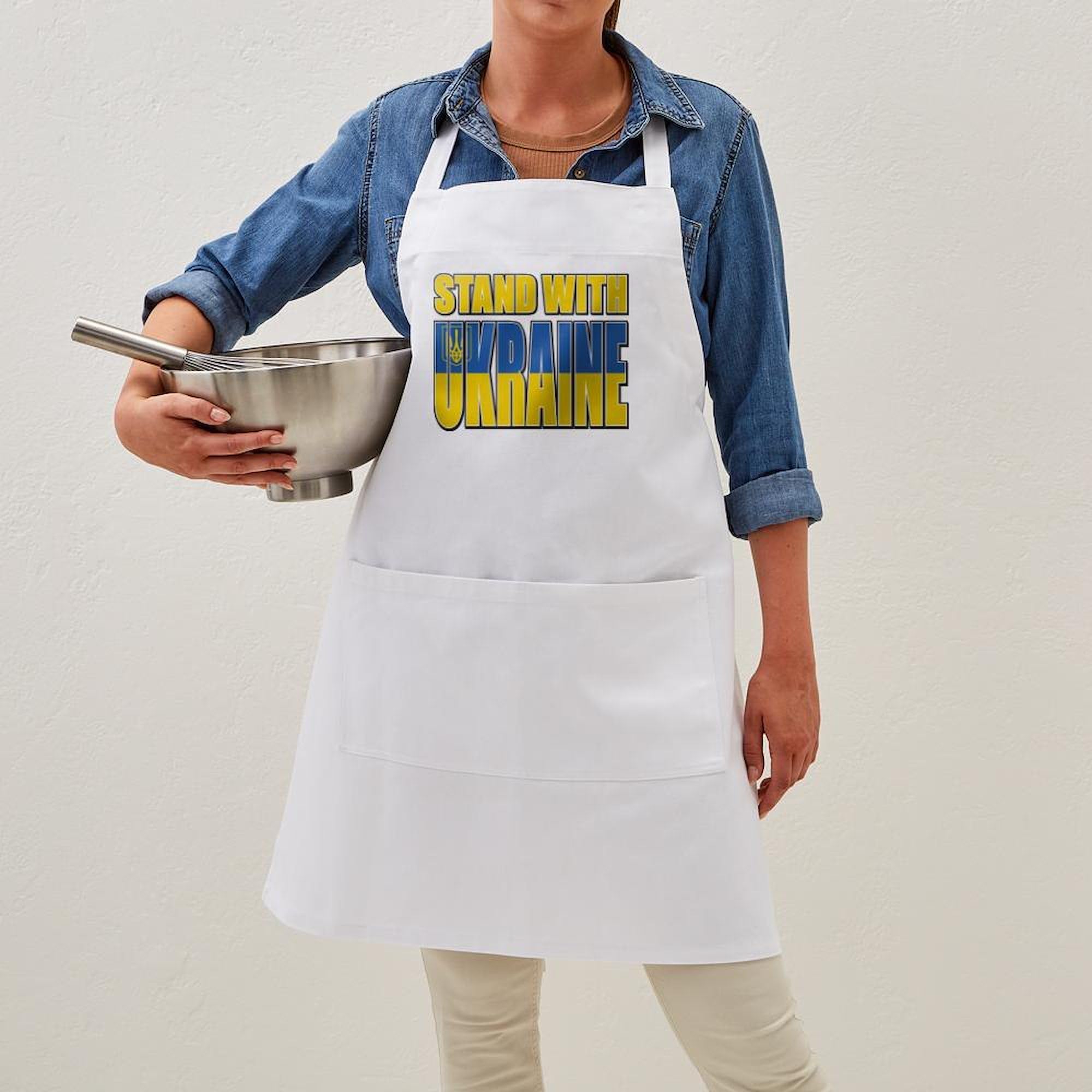 Stand With Ukraine Kitchen Apron with Pockets - Adjustable Grilling & Baking Apron for Cooking, BBQ, Baking - Perfect for Home Chefs & Ukraine Supporters
