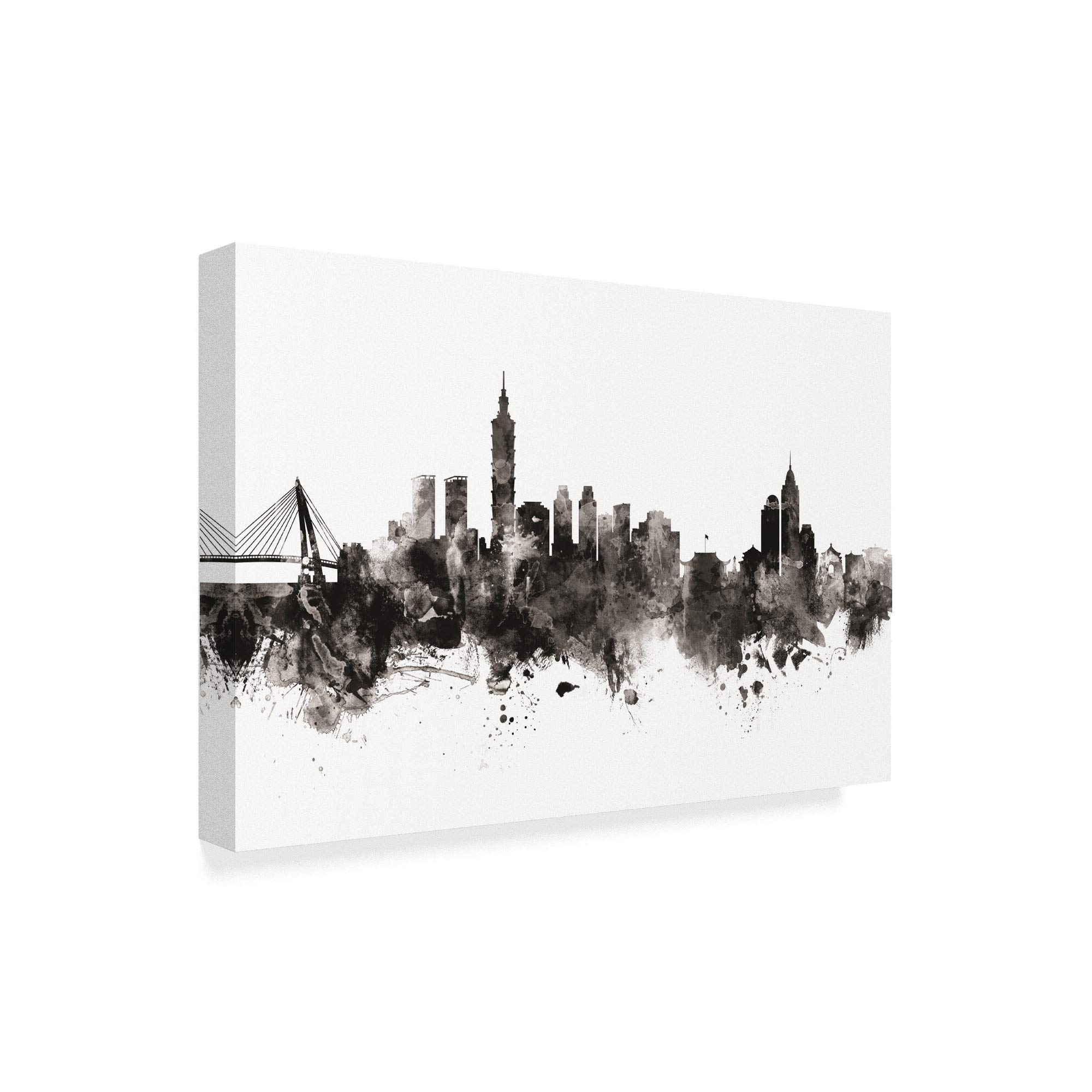 Michael Tompsett Taipei Taiwan Skyline Black White Art Print - 16x24 Wall Decor for Living Room, Office & Modern Home