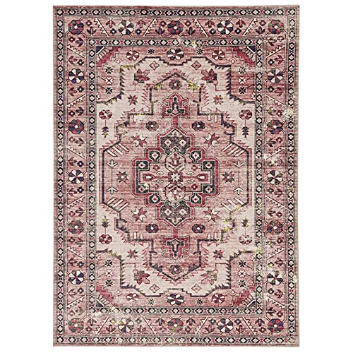 Riverbay Furniture Transitional Washable Polyester 5'x7' Area Rug in Ivory - Perfect for Living Room, Bedroom & Office Decor