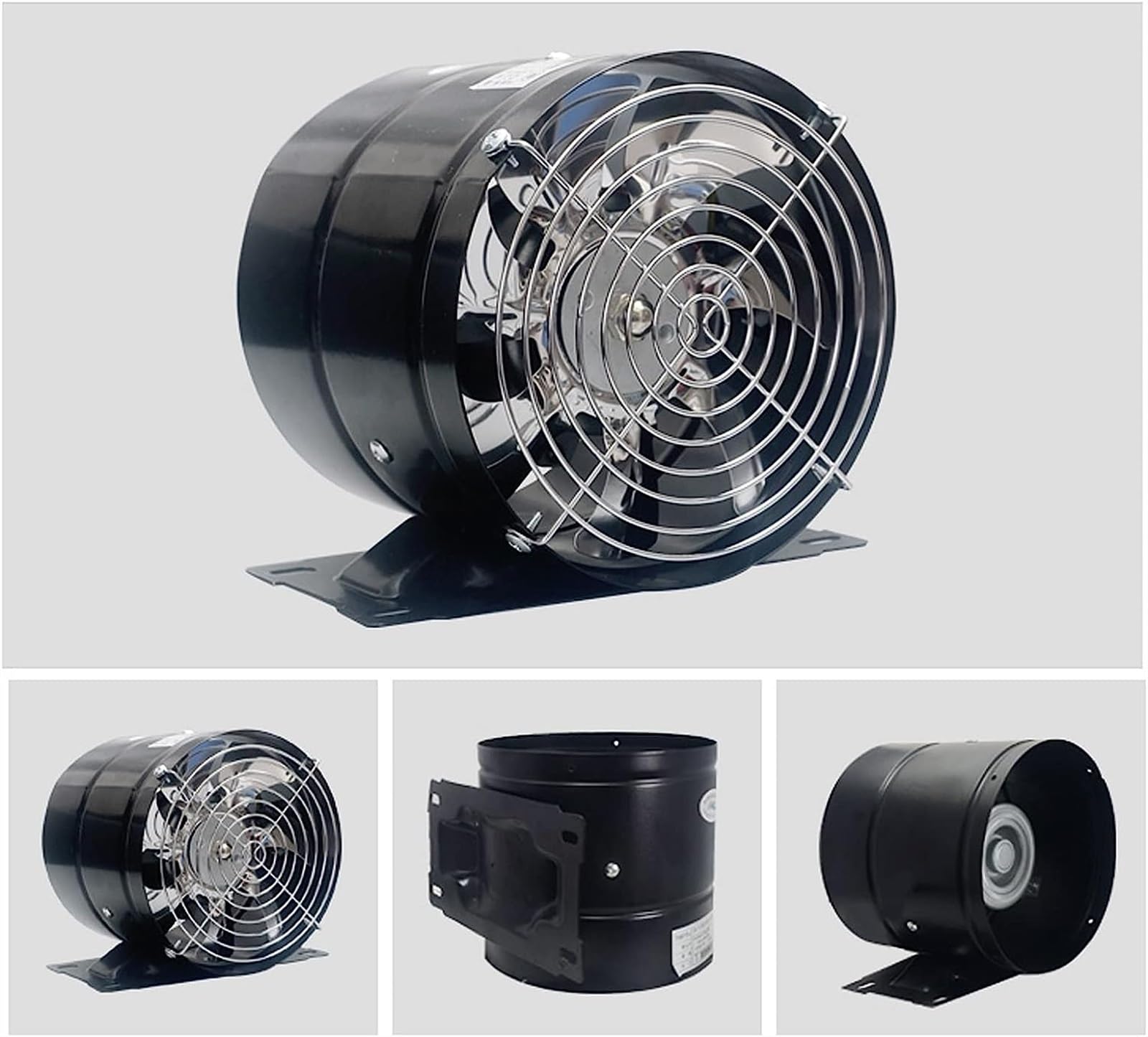 FAiruo Portable Vertical Exhaust Fan - Small Duct Kitchen Desk Fan with Base & Mesh Cover - No Drilling Required for Easy Installation - Perfect for Home, Office, and Commercial Use