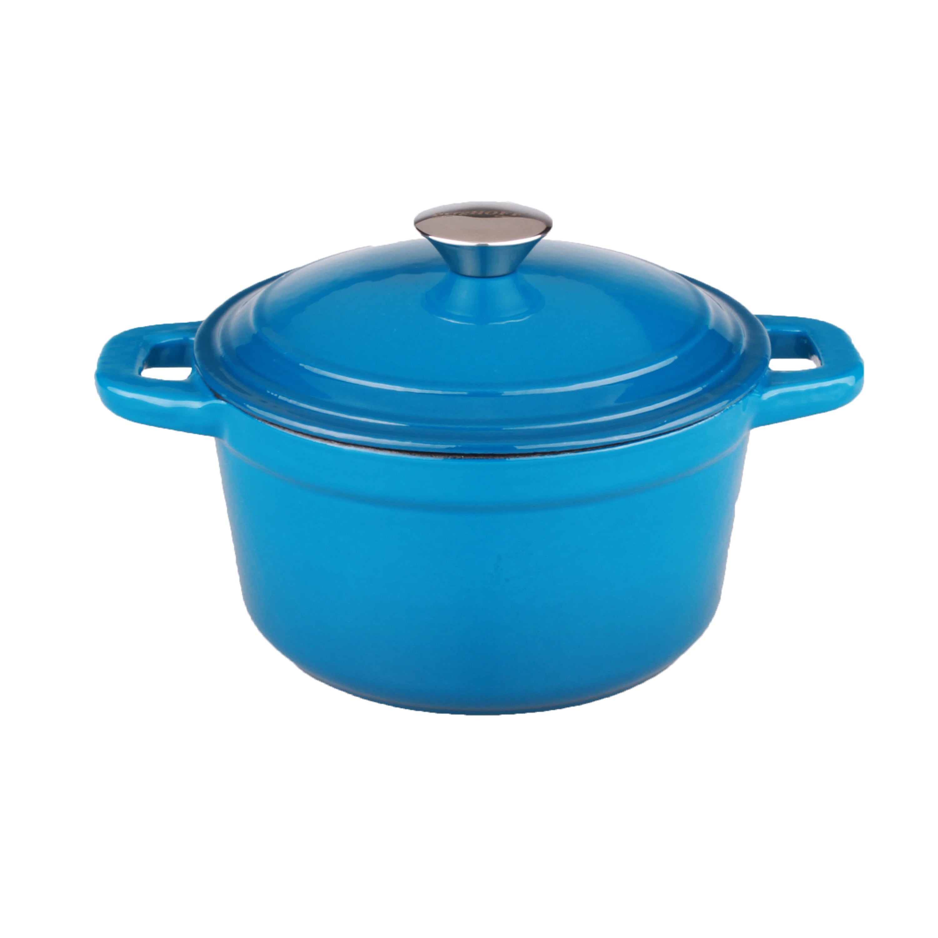 BergHOFF Neo 6-Piece Cast Iron Dutch Oven Cookware Set with Lids - Blue Enameled Pot for Braising, Stewing & Baking - Perfect for Stovetop, Oven & Camping Cooking