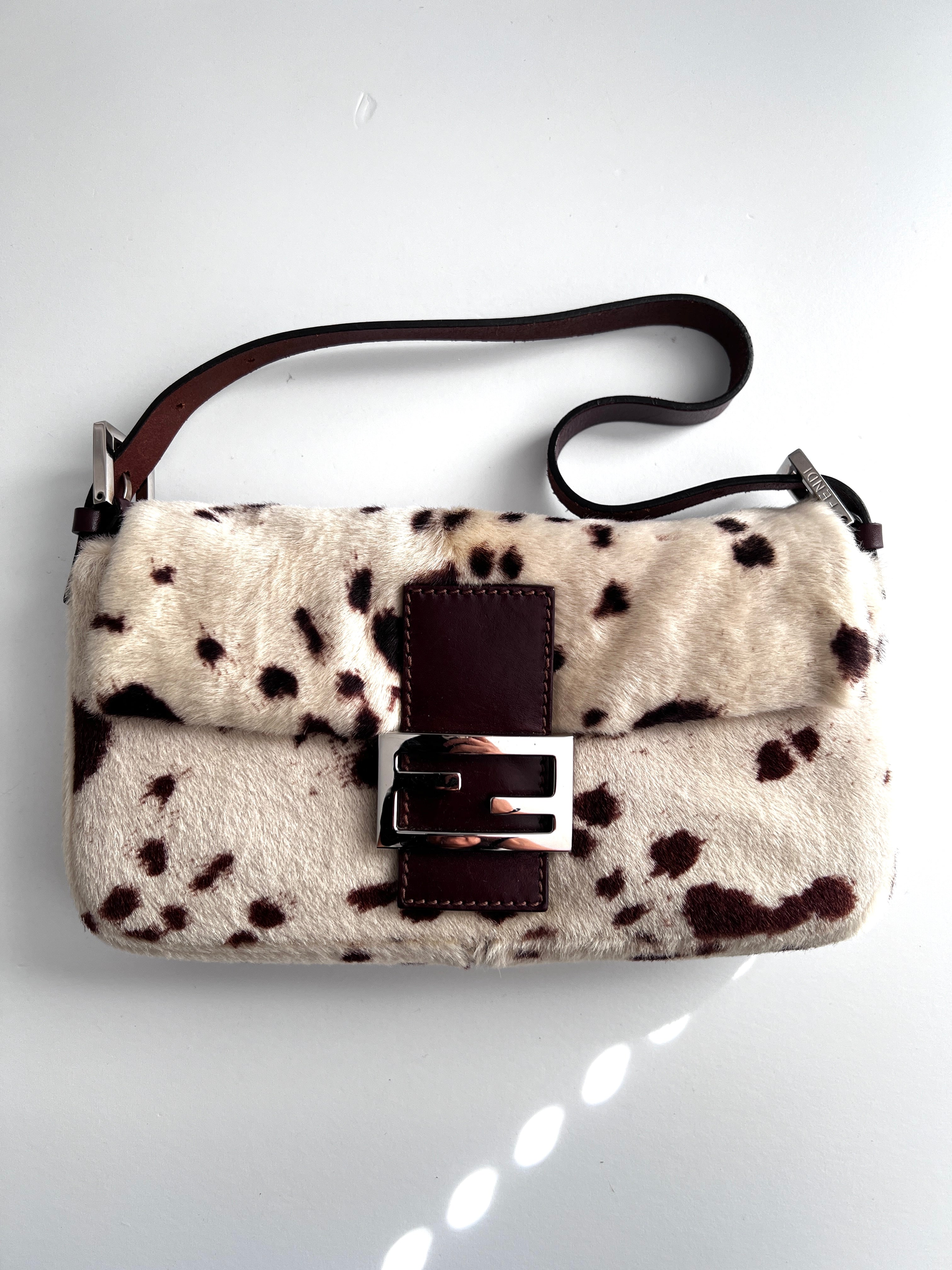 Vintage Fendi Leather Baguette Bag - Genuine Cowhide Designer Shoulder Purse for Women | Perfect for Date Night, Parties & Special Occasions