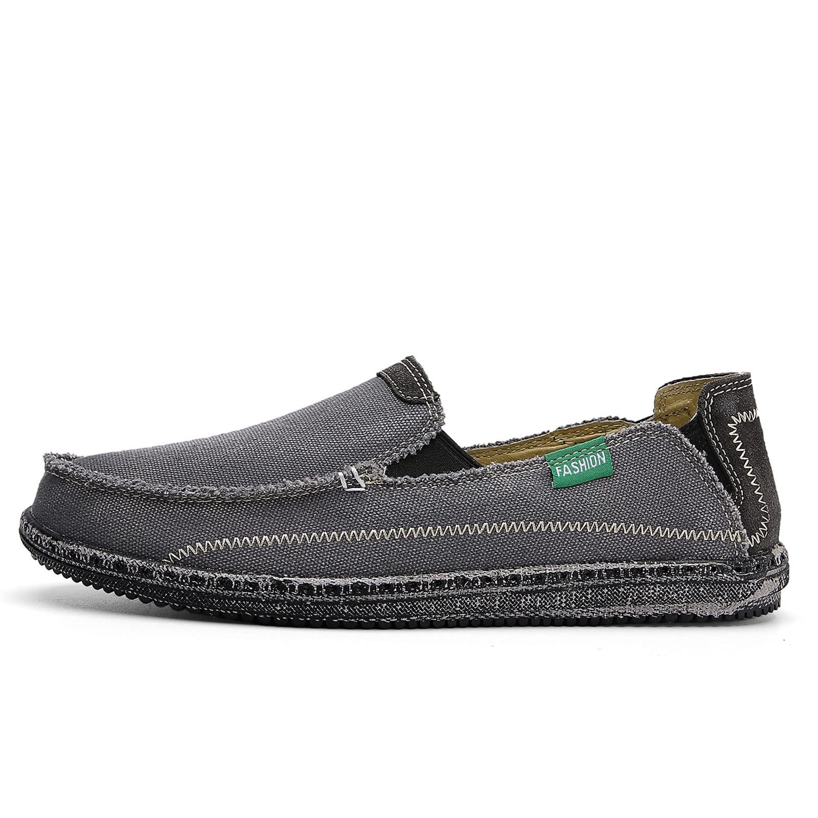 JAMONWU Men's Slip-On Canvas Loafers - Breathable Casual Boat Shoes for Men - Vintage Style Deck Shoes - Perfect for Walking, Travel & Summer Outfits