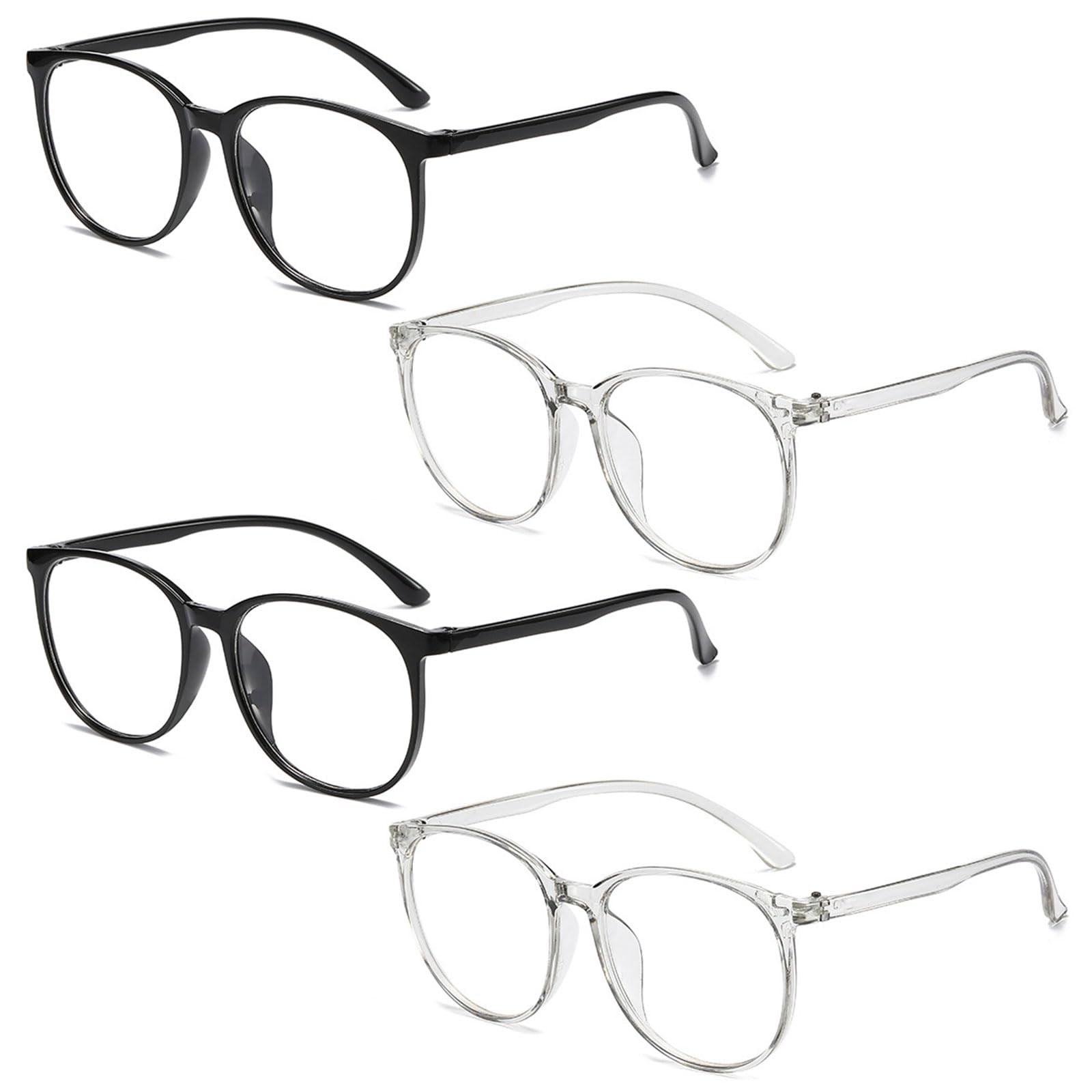 4 Pack Blue Light Blocking Glasses for Women & Gamers - Computer Glasses to Protect Eyes & Reduce Fatigue (Black, Gray) - Perfect for Office Work, Gaming & Screen Time