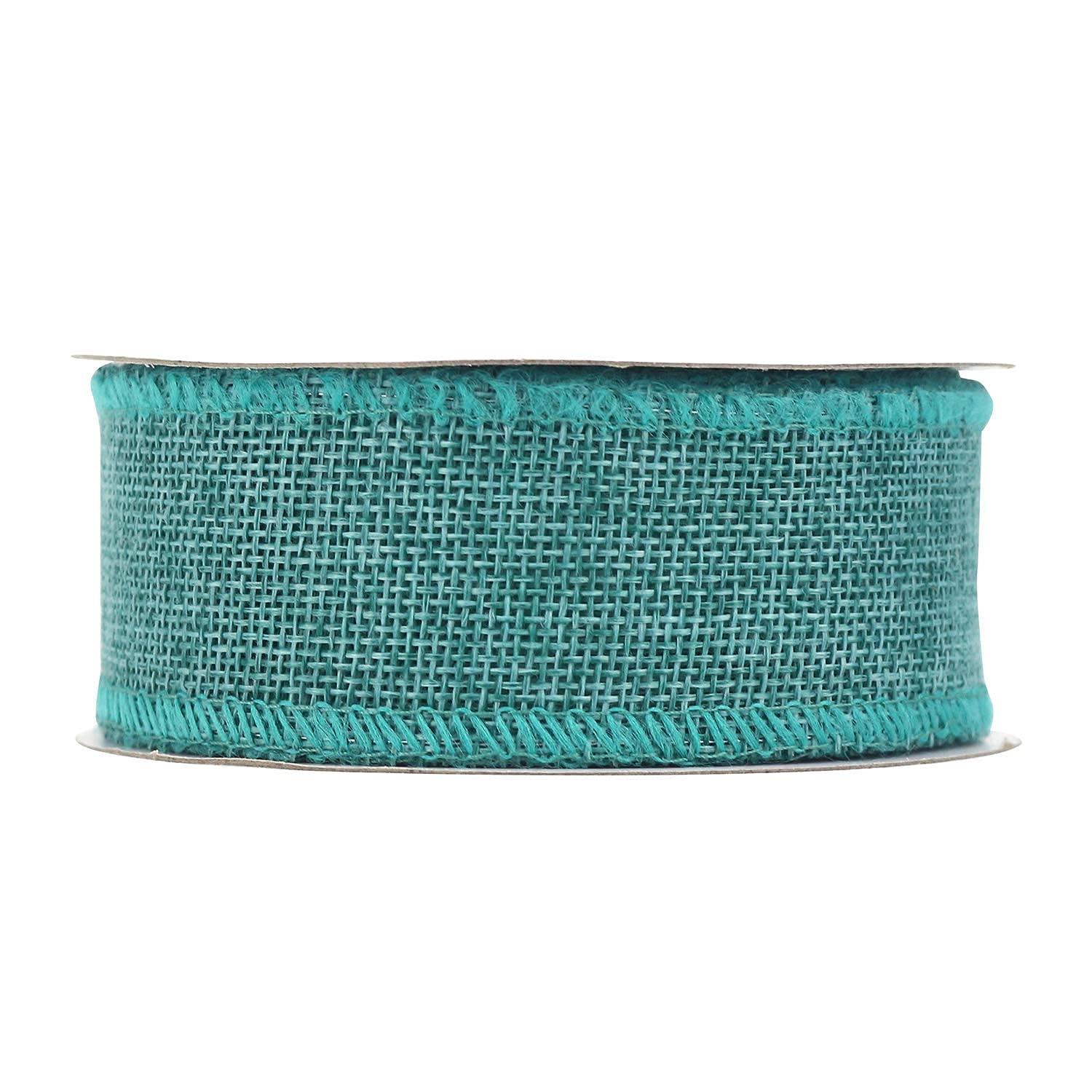 Teal Wired Burlap Ribbon - 1.5 Inch for Wreaths, Gifts & Decor