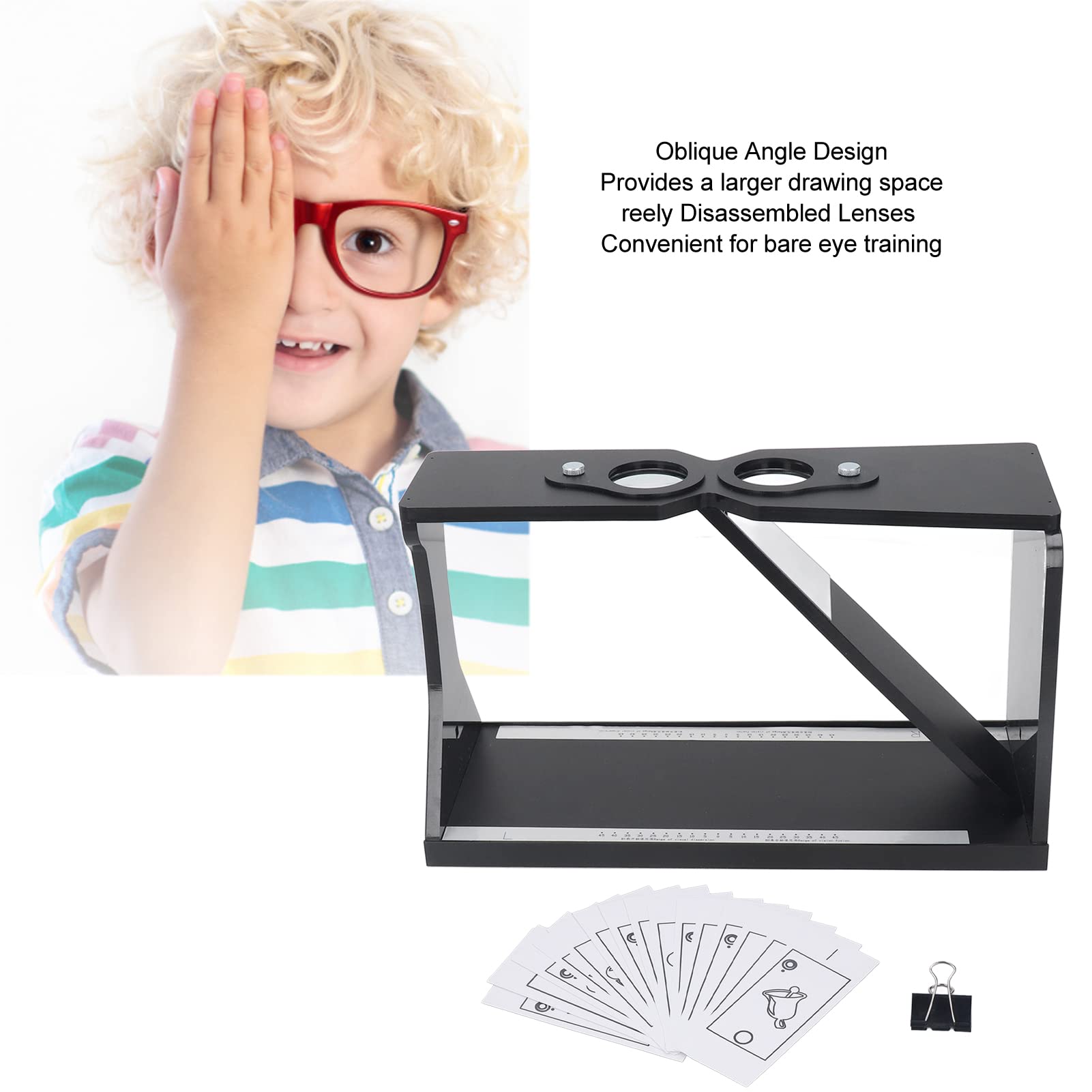 Adjustable Oblique Stereoscope Cheiroscopes - Double Black Column Vision Training Tool for Amblyopia & Eye Care | Improve Eyesight & Depth Perception for Kids & Adults | Perfect for Home Therapy & Optometry Clinics