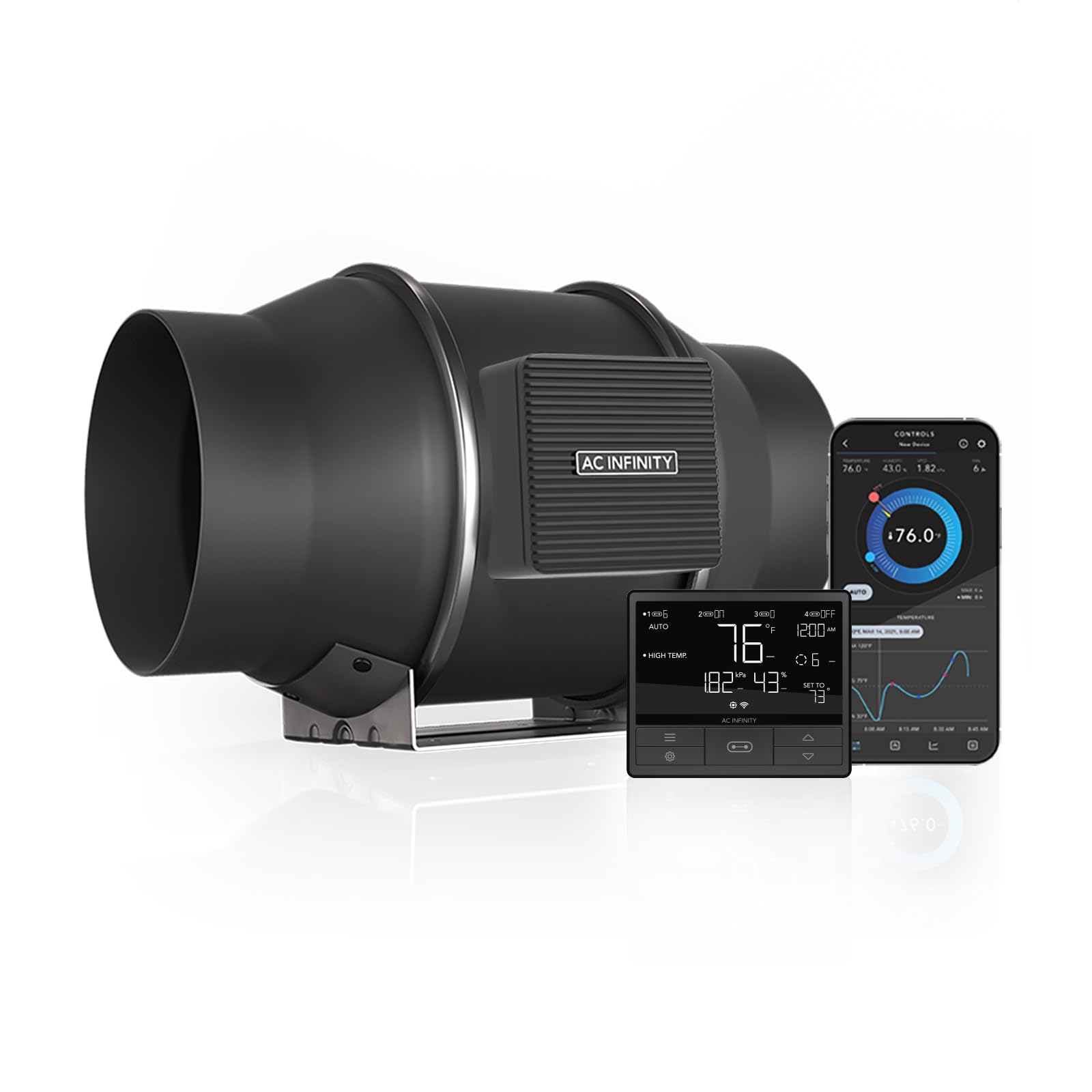 AC Infinity CLOUDLINE PRO T6 - 6 Inch Quiet Inline Duct Fan with Smart Temperature, Humidity & VPD Controller | WiFi App Control for Ventilation | Perfect for Grow Tents, Hydroponics, Home Heating & Cooling Systems | Energy Efficient Exhaust Fan for Indoor Gardening & HVAC Applications