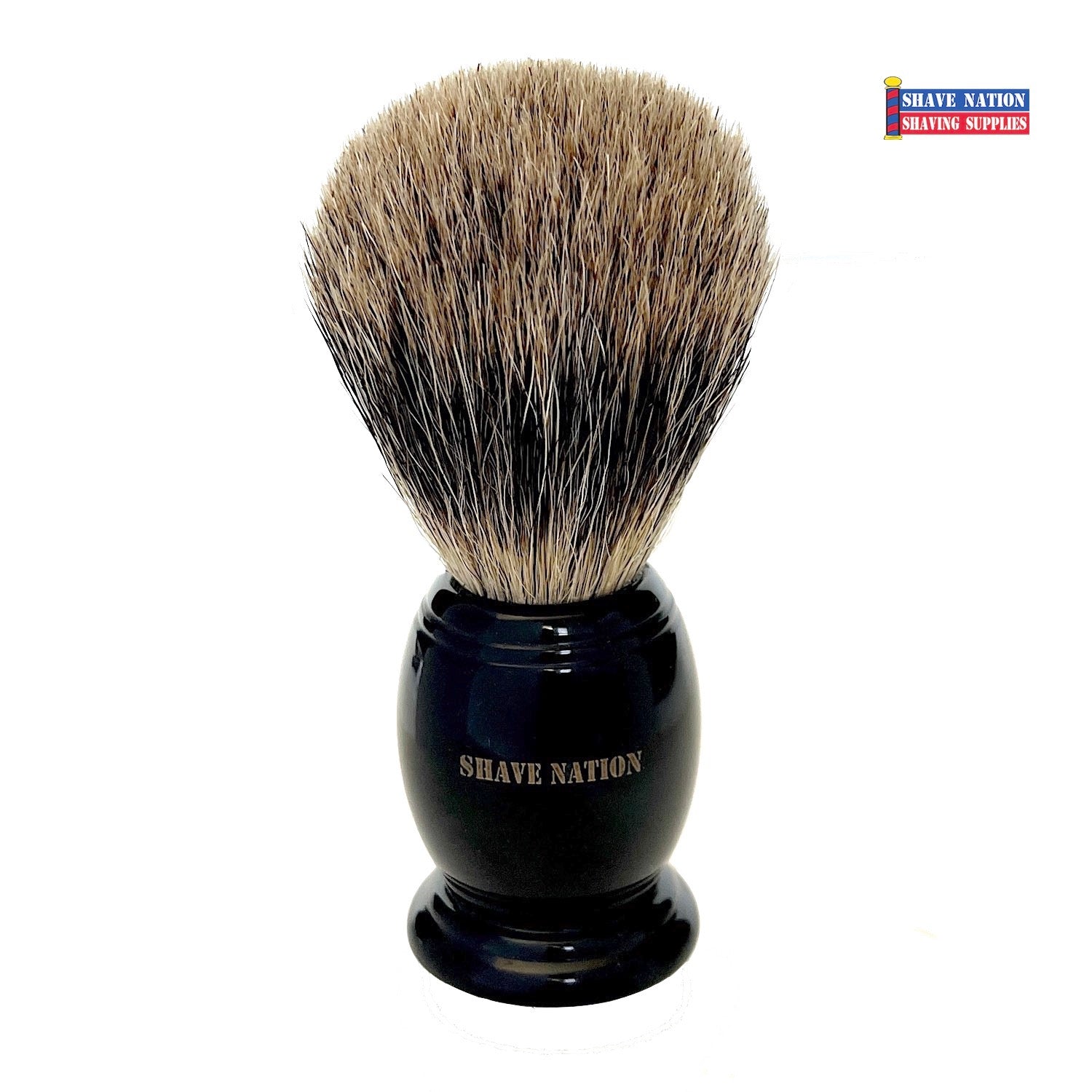 Premium Shaving Brush with Polished Black Handle & Pure Badger Hair - Best for Wet Shaving, Grooming Kits & Men's Skincare Routine