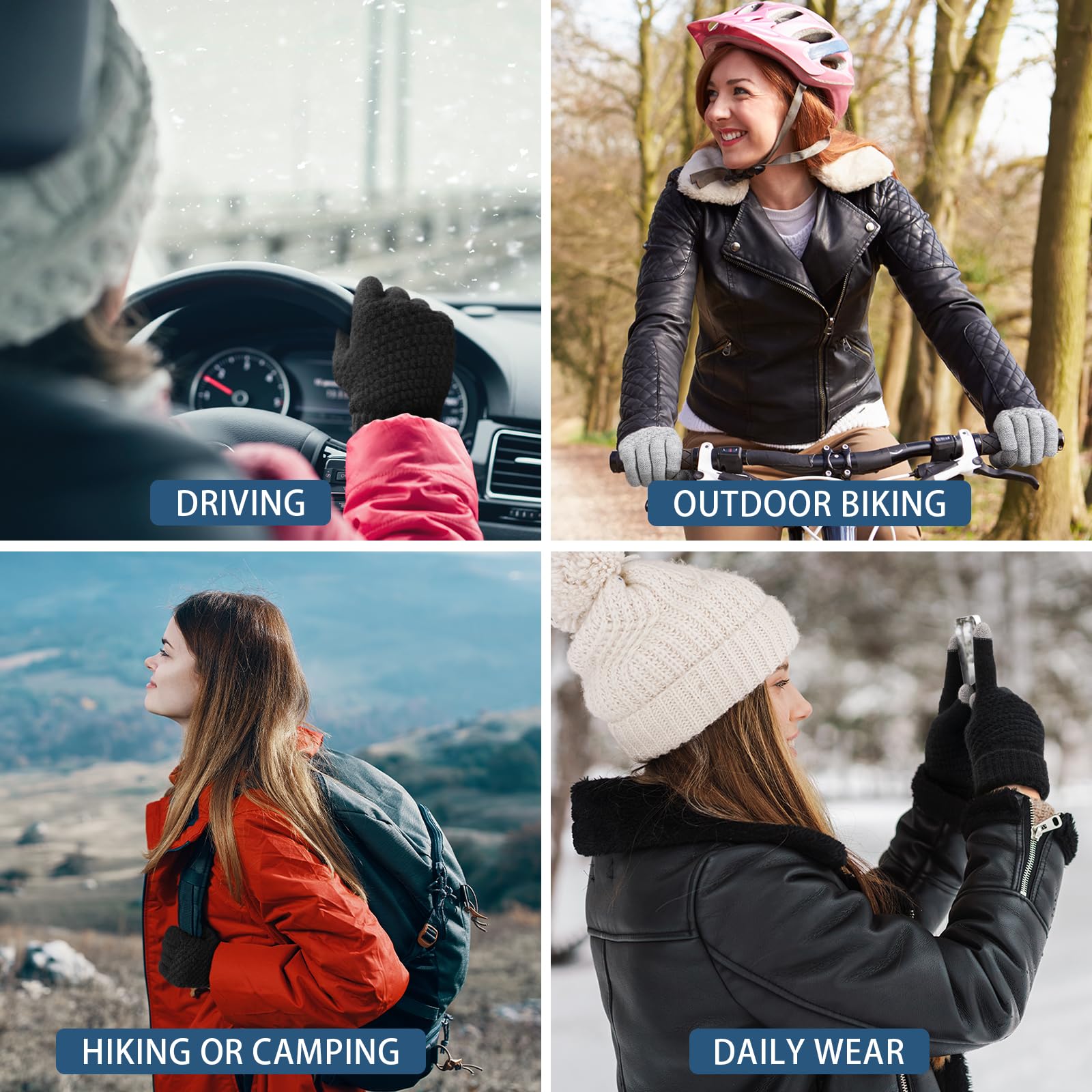 Premillow Women's Winter Touchscreen Gloves - Warm Knit Gloves with Elastic Cuff for Cold Weather - Perfect for Driving, Skiing & Outdoor Activities