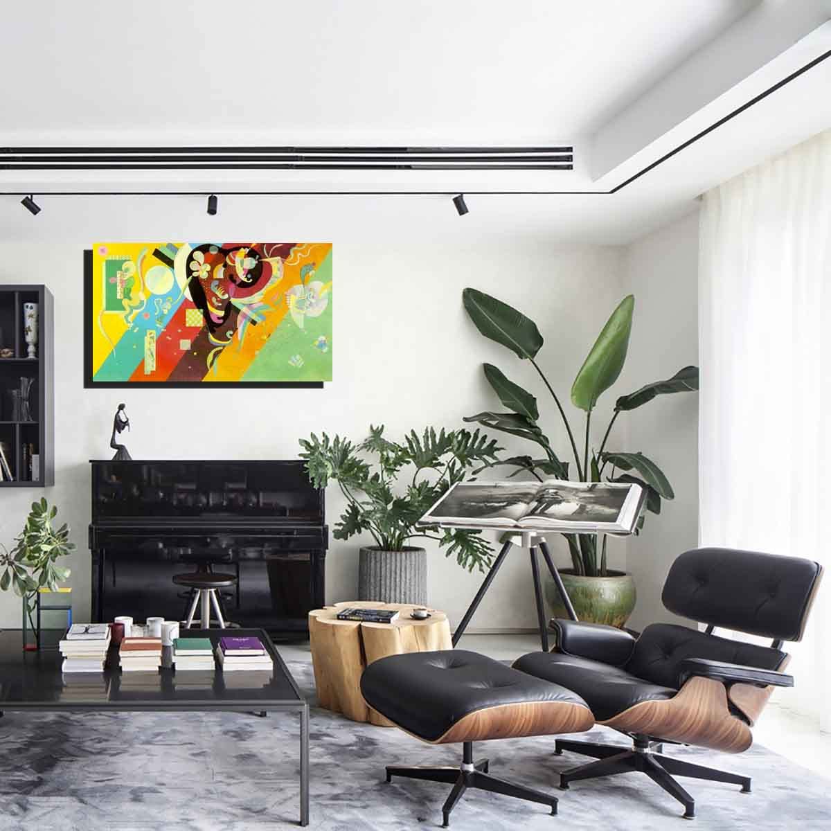 Wassily Kandinsky Composition IX Framed Canvas Wall Art - Abstract Oil Painting Print for Living Room & Bedroom Decor (80x136cm/31x54in) | Ready to Hang | Modern Home & Office Wall Decor