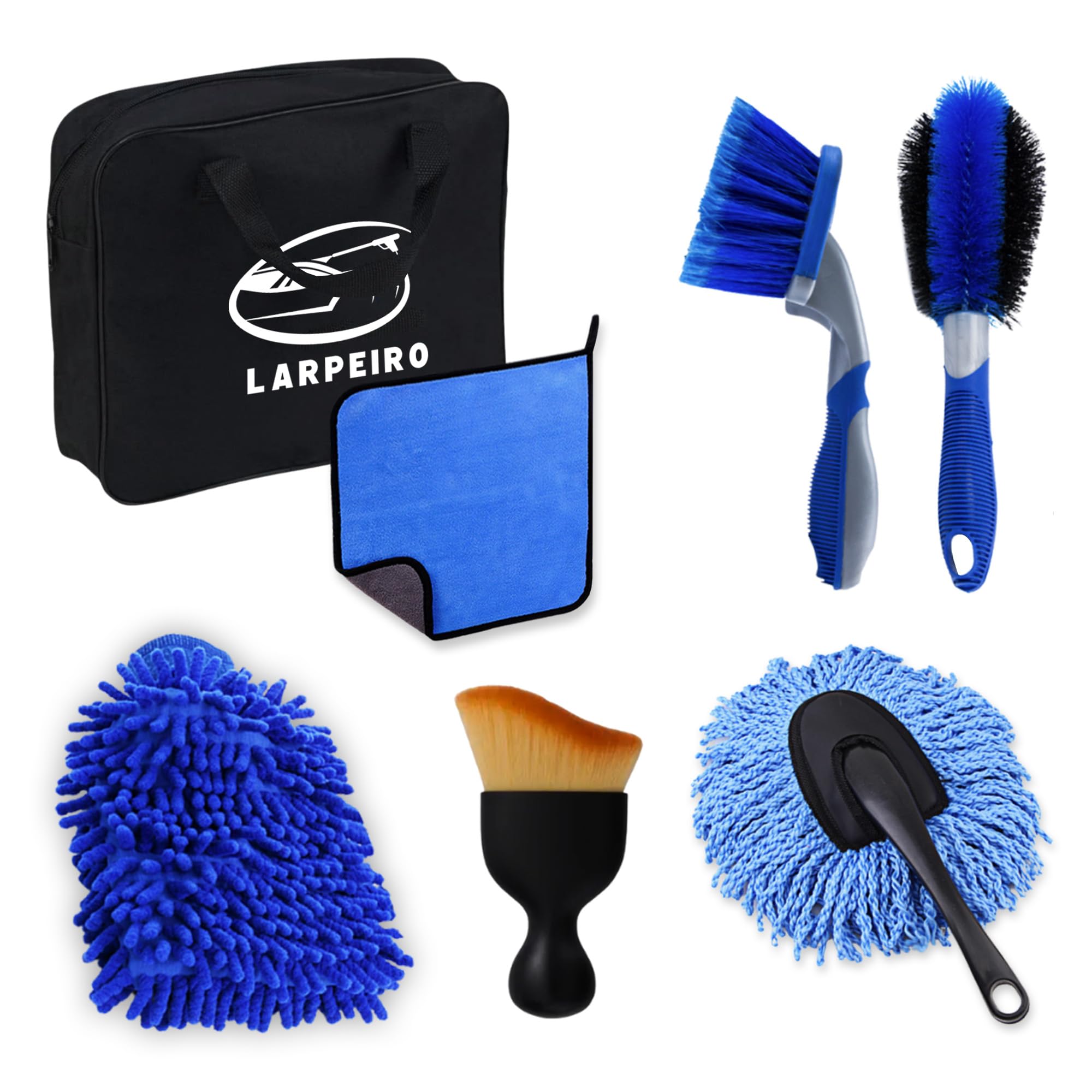 Premium Car Detailing Kit with Storage Bag - 10-Piece Car Wash Brush Set for Interior, Exterior & Wheels Cleaning - Professional Auto Detailing Tools for Car Enthusiasts & DIY Cleaning - Perfect for Home, Garage & Professional Use