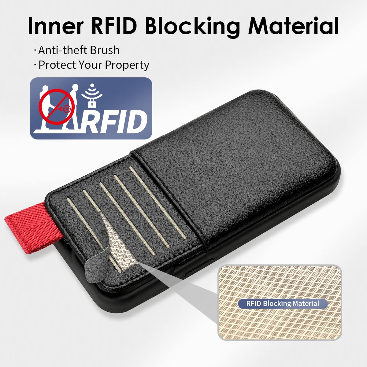 LAMEEKU RFID Blocking Leather Wallet Case for iPhone 14 Plus 6.7