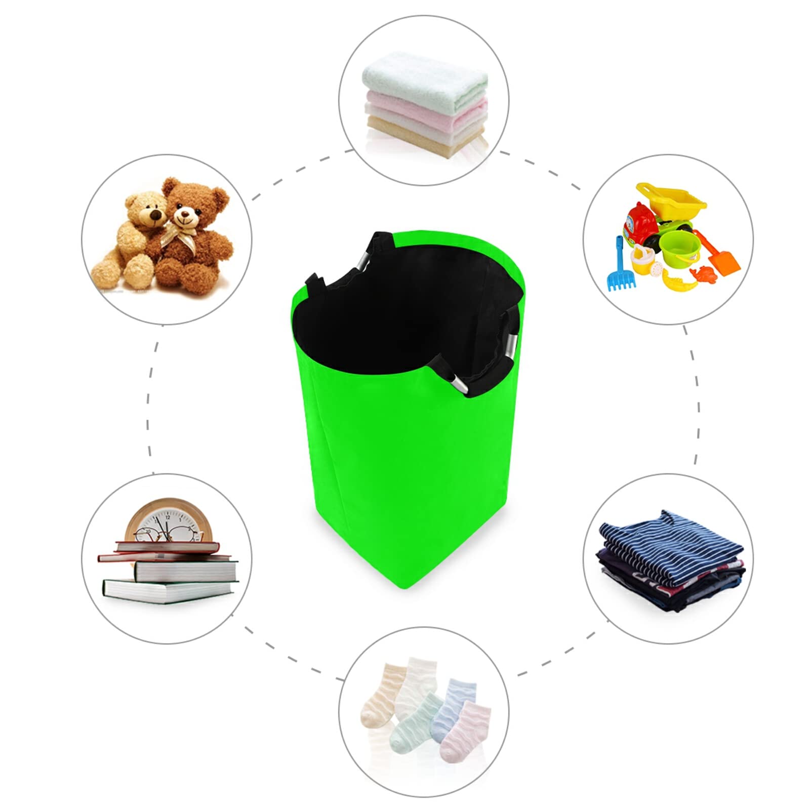 Xigua Collapsible Waterproof Laundry Hamper Basket - Neon Green Storage Bin for Nursery, Bedroom, Bathroom & Laundry Room | Perfect for Clothes Organization & Home Storage Solutions