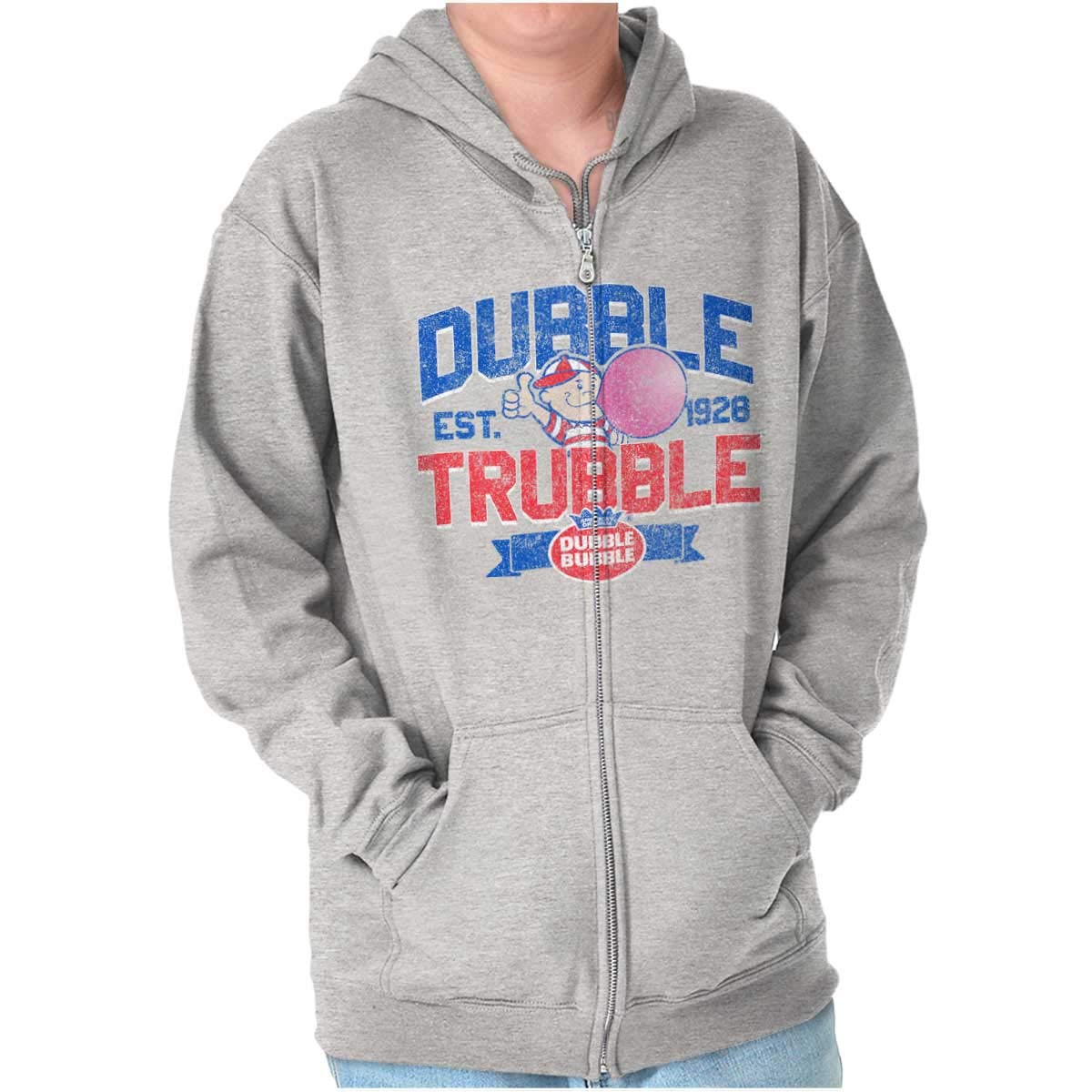 Dubble Trouble Bubble Gum Hoodie - Unisex Zip Up for Casual Wear