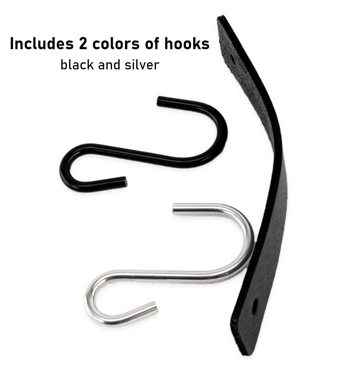 Brute Strength Multifunctional Leather S-Hooks - Heavy Duty Black S-Shaped Hooks for Coats, Kitchen, Garage & Home Organization (Set of 4) - Durable Leather Hanging Hooks for Wall, Door & Closet Storage